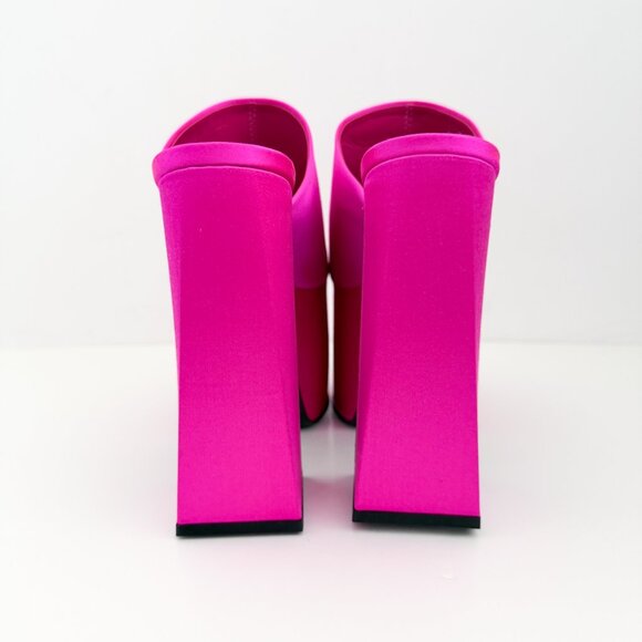 Brandon Blackwood Harlo Mule Platform Sandal Satin Hot Pink - Picture 7 of 16